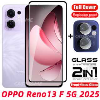Oppo Reno13 F 5G 2025 2in1 Bảo Vệ Màn Hình Full Cover Kính Cường Lực Bảo Vệ Màn Hình 2 Trong 1 Cho OPPO Reno 13 Reno13F Reno13 F 13F OppoReno13F 5G Kính Cường Lực Mặt Trước