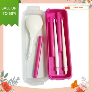 Bộ đũa thìa xếp gọn Niheshi 6065 màu hồng