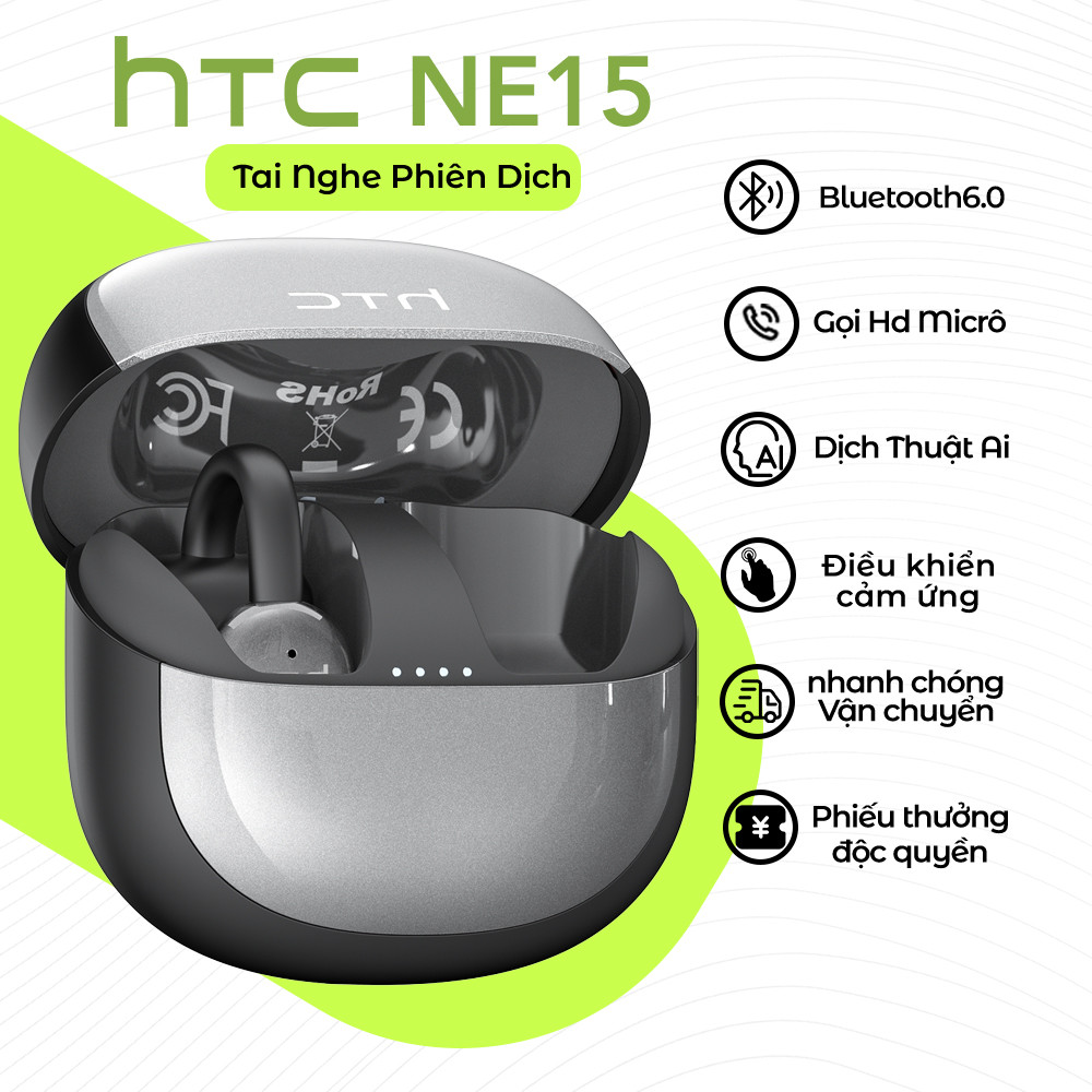 HTC NE15 Tai Nghe Phiên Dịch tai nghe bluetooth 6.0 HiFi Stereo Tai nghe không dây chống ồn thông minh | BigBuy360 - bigbuy360.vn