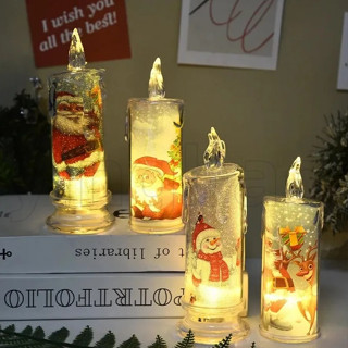  Đèn LED Giáng Sinh Pha Lê Điện Tử Đèn Nến Giáng Sinh Sáng Tạo Đèn Ngủ Giáng Sinh Bầu Không Khí Quà Tặng Trẻ Em 