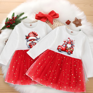 Ông Già Noel Hoạt Hình Dễ Thương Trẻ Em Giáng Sinh Năm Mới Quần Áo Bé Gái Dễ Thương Váy Tutu Đỏ Váy Tiệc Giáng Sinh Váy
