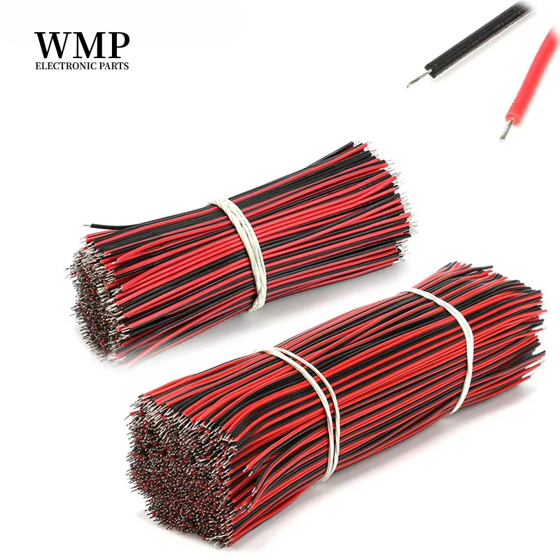 Bộ 50 dây hàn PCB mạ thiếc 24AWG 8/15cm, cáp tín hiệu, dây dẫn kết nối đỏ đen