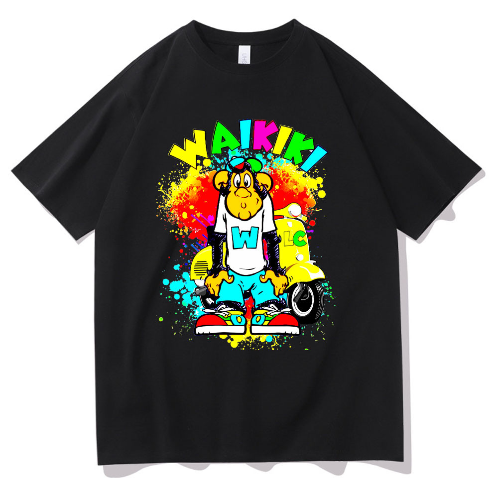 2025 Bánh quế Cho Bạn Bè Ngộ nghĩnh Lc Waikiki Khỉ Xe Đạp Điện Đồ Họa Áo nam Nữ Thời Trang Dạo Phố N