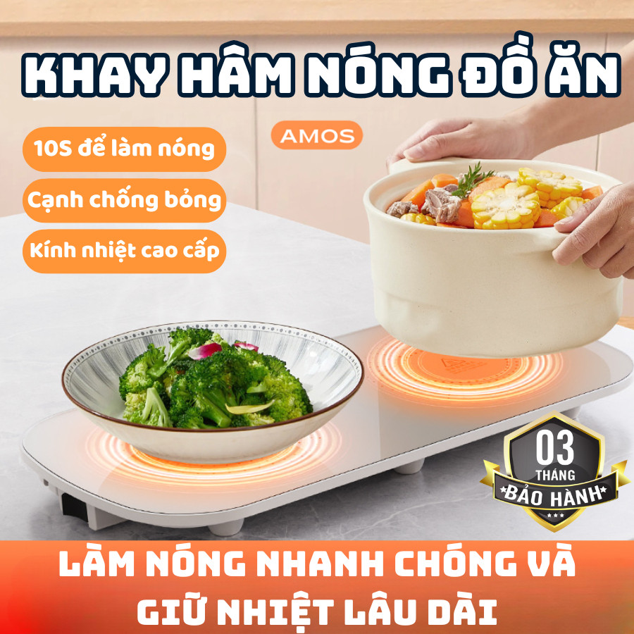 Khay Hâm Nóng Thức Ăn. Đế Giữ Nhiệt Đồ Uống Trà Cafe Sữa Đa Năng Tiện Lợi - Mặt Kính Cường Lực Chắc Chắn