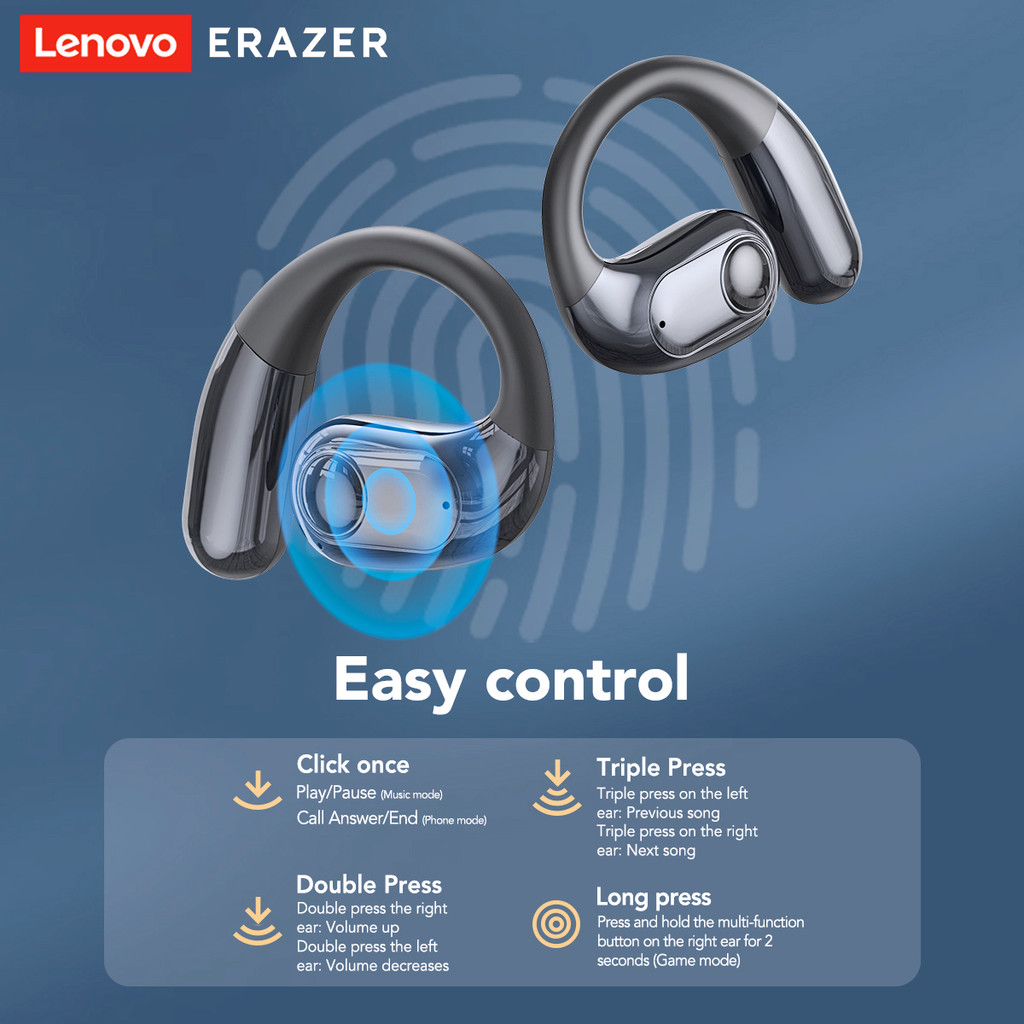 Lenovo ERAZER XF52 AI dịch thời gian thực Tai nghe Bluetooth Tai nghe không dây Bluetooth 6.0 Chất lượng âm thanh HiFi LED màn hình thông minh đầy đủ màu Giảm tiếng ồn thông minh | BigBuy360 - bigbuy360.vn