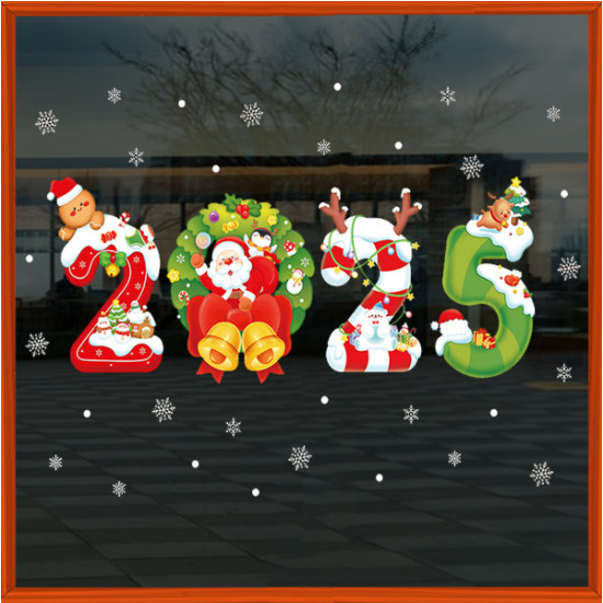 DECAL NOEL 2025 - Số Năm 2025 Ông Già Noel Merrychristmas Sắc Màu (Sẵn Keo)-XL6134-2025