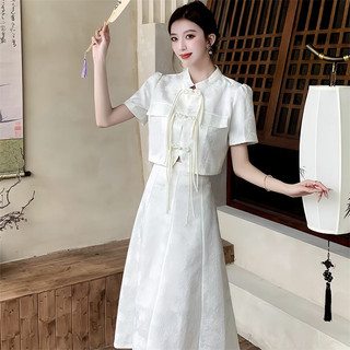 Mới Phong Cách Trung Quốc Cải Tiến Phù Hợp Với Nữ Thần Áo Sơ Mi Tay Ngắn + Váy Phong Cách Trung Hoa Bộ Đồ Hai Mảnh Hợp Thời Trang 11.28