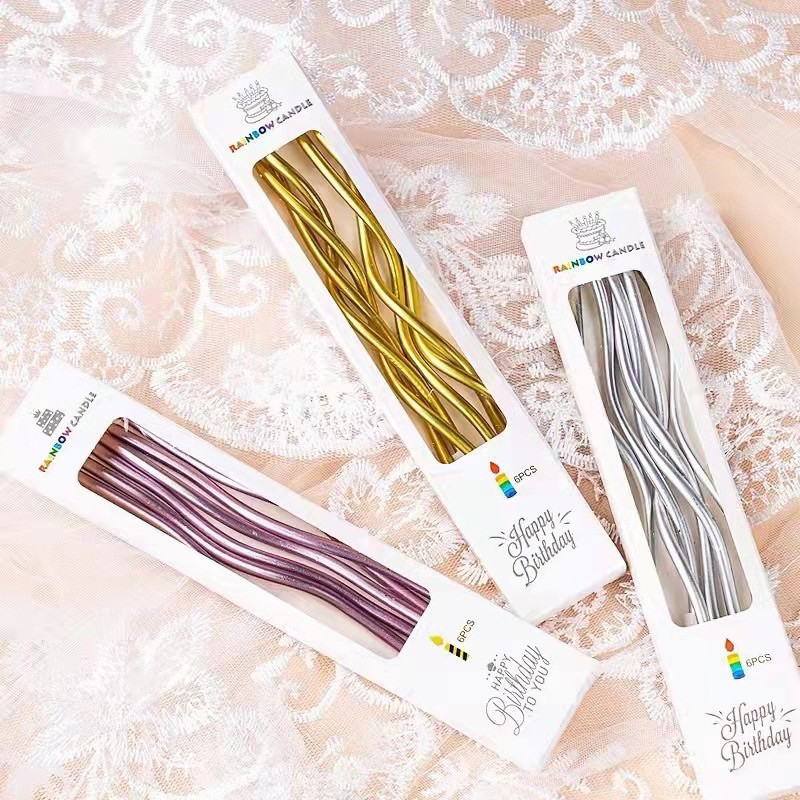 Nến tăm nến que dài nến xoắn trang trí bánh sinh nhật bánh kem loại đẹp Candle birthday [Lasortie]