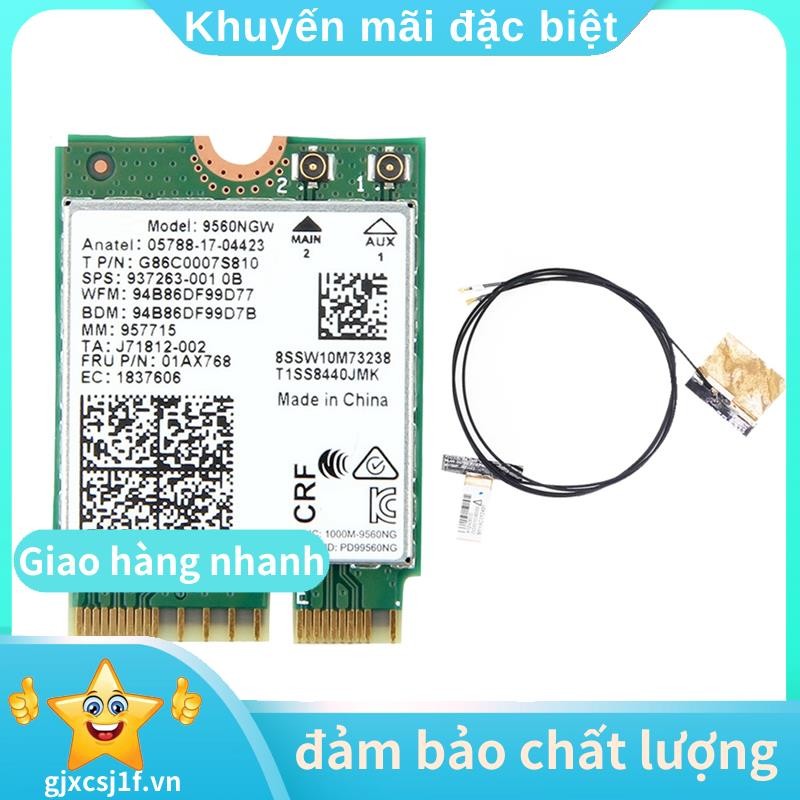 9560NGW Thẻ WiFi + Ăng-ten không dây 1730Mbps AC 9560 Băng tần kép 2.4G + 5G BT 5.0 802.11Ac M.2 CNV