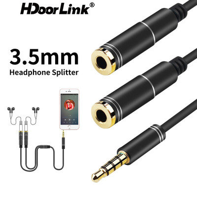 Hdoorlink USB Loại C Sang Dual Jack 3.5mm Bộ Chuyển Đổi Âm Thanh Bộ Chia Y Bộ Mở Rộng Loại C Sang Tai Nghe Aux Jack Chuyển Đổi Cho Điện Thoại Chia Sẻ Nhạc