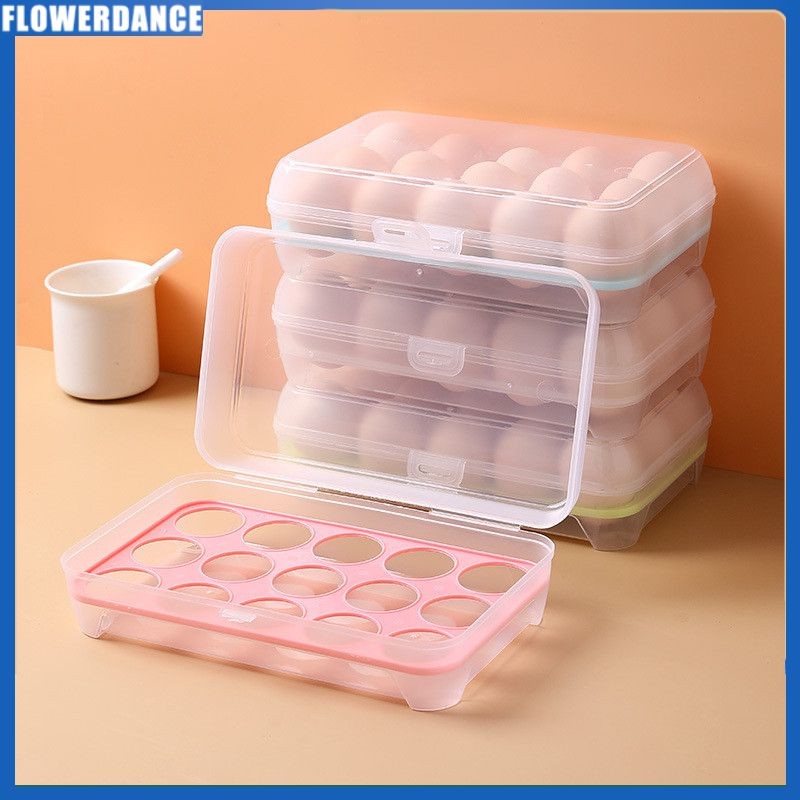 Grid Egg Storage Box Egg Box Tray With Lid Drawer Egg Carton Kitchen Gadgets flower