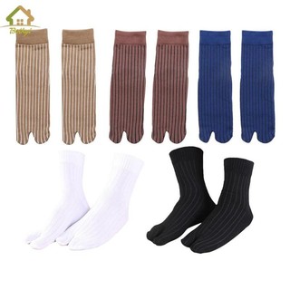 Nam Cotton Giữa Bắp Chân Dài 2 Ngón Tất Sọc Tabi Tất Thoáng Khí