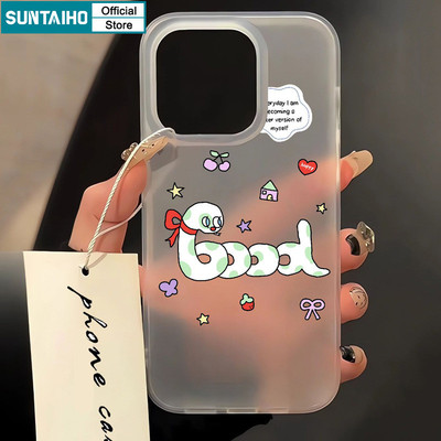 Suntaiho Vui Nhộn Họa Tiết Rắn May Mắn Trong Suốt Mờ Dành Cho Iphone 16 15 14 12 13 11 Pro Max IP 7 8 Plus Iphon X Xs XR Xs Max TPU Silicon Mềm Cao Cấp Chống Sốc Ốp điện thoại