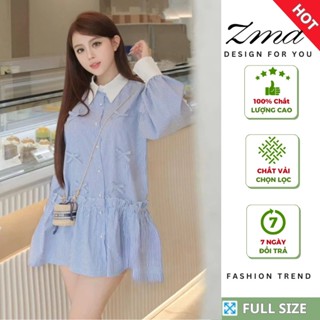 Đầm Bầu Sơ Mi Công Sở Thiết Kế Dáng Suông Vải Đũi Mềm Mát Mặc Đi Làm Đi Chơi Siêu Xinh ZMA