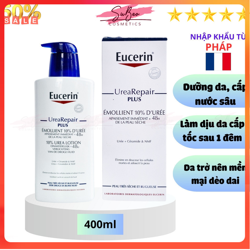Kem dưỡng ẩm phục hồi da Eucerin Urea Repair Plus 10% 400ml - Pháp - SuBeo