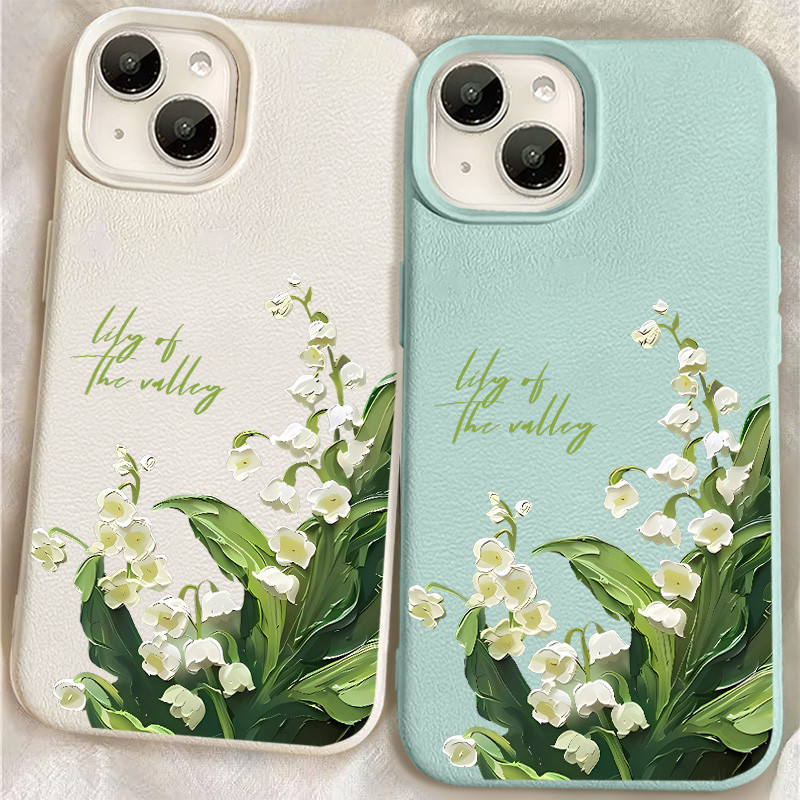 Tranh Sơn Dầu Hoa Lily Xanh Của Thung Lũng Ốp lưng Tương Thích Cho IPhone 7 8 8Plus 13 14 15 11 12 1