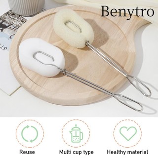 Bàn chải bọt biển có thể tháo rời BENYTO bằng thép không gỉ Dụng cụ giặt tay cầm dài bằng thép không gỉ
