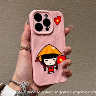 Ốp Điện Thoại Nhăn Dễ Thương Cô Gái Tình Yêu Việt Nam Cho iPhone 11 13 12 14 15 Pro Max IPnone 8 7 Plus SE 2020 Bảo Vệ Sáng Tạo Bao Gồm Ống Kính Vỏ Kết Cấu Da