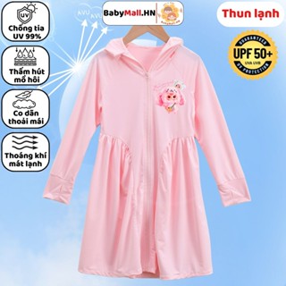 Váy chống nắng hình Baby Three cho bé gái BABYMALL áo dài chống nắng toàn thân chất thun lạnh mát