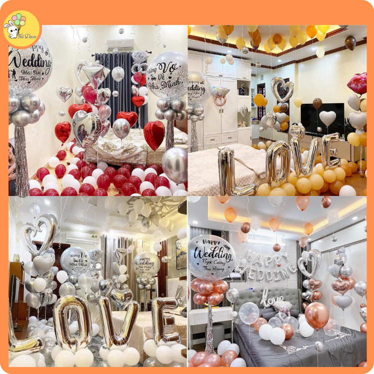 Set Bong Bóng Trang Trí Phòng Cưới, Bóng Bay Trang Trí Phòng Cưới, Phòng Tân Hôn - Shop Thỏ Decor ST