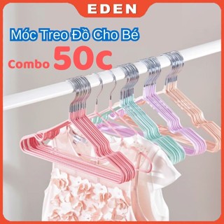 [MÃ ANCMAR GIẢM 15%] Set 30 Hoặc 50 Móc Phơi Quần Áo Cho Bé Inox Bọc Nhựa Màu Pastel Chống Trơn Trượt