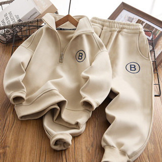 Hàng sẵn có 120-170CM Phong Cách Thu Đông Bé Trai Bé Gái Thời Trang Nửa Dây Kéo Bộ Đồ Thể Thao Vừa Lớn Trẻ Em Rời Thường Ngày Thoải Mái Áo Nỉ Quần