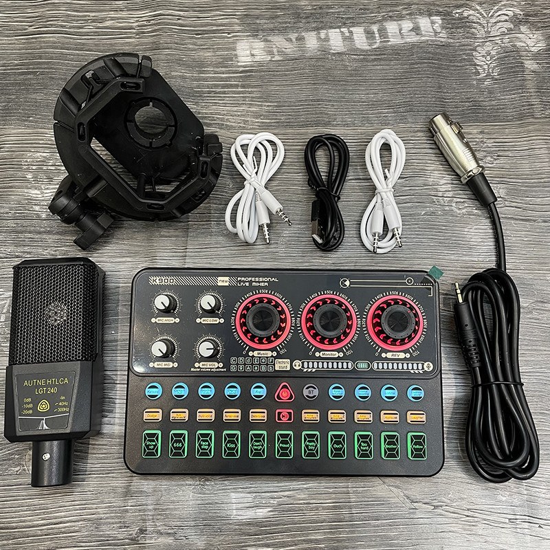 Bộ live stream mic LGT240 chất âm hay, sound card K900 có bluetooth, tặng tai nghe