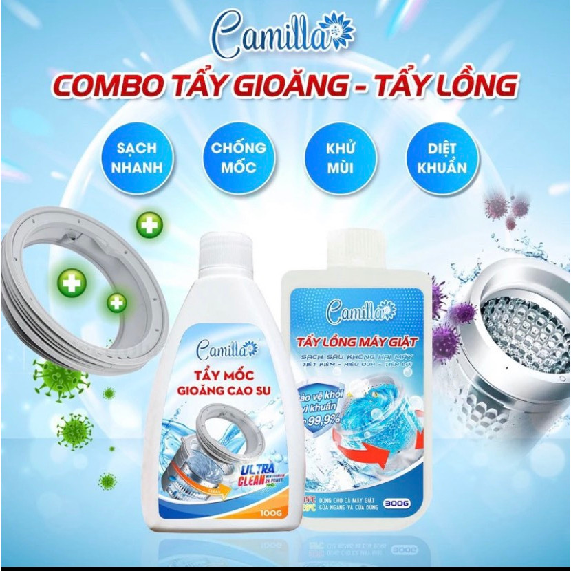 Combo Tẩy Lồng Máy Giặt Camilla 300g + T.ẩy Mốc Gioăng Cao Su Cao Cấp Camilla 100gr.Chuyên dụng cho 