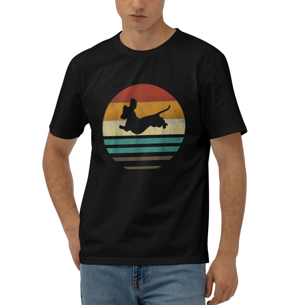 Áo thun Cotton cho chó Dachshund Retro Silhouette 60S 70S