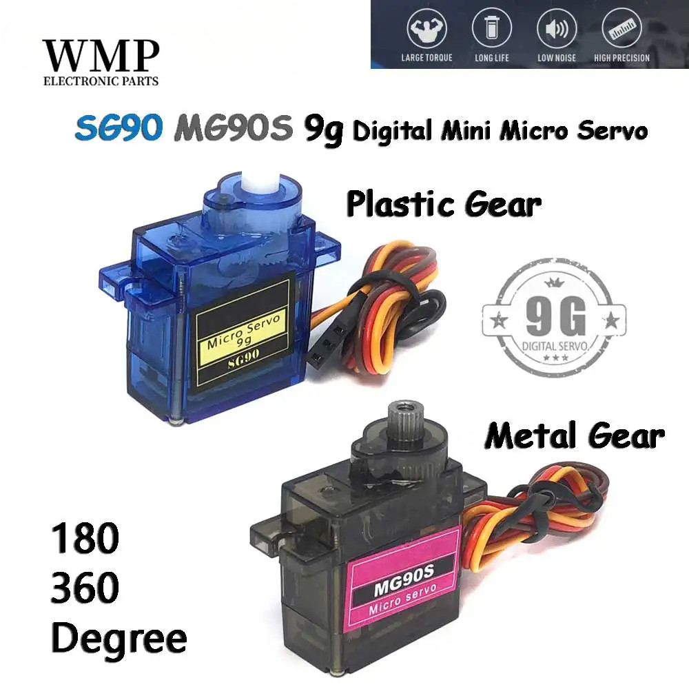 Sg90 MG90S 9G Kỹ Thuật Số Mini Micro Servo 180 / 360 Độ Cho Máy Bay Trực Thăng RC Máy Bay Mini Thuyề