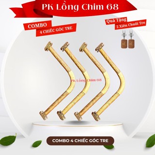 Combo 4 Cầu góc tre vuông khía kèm tai - Cầu góc tre già cho lồng chim chào mào gắn sẵn tai (Quà Tặng 2 Xiên Tre Triện)
