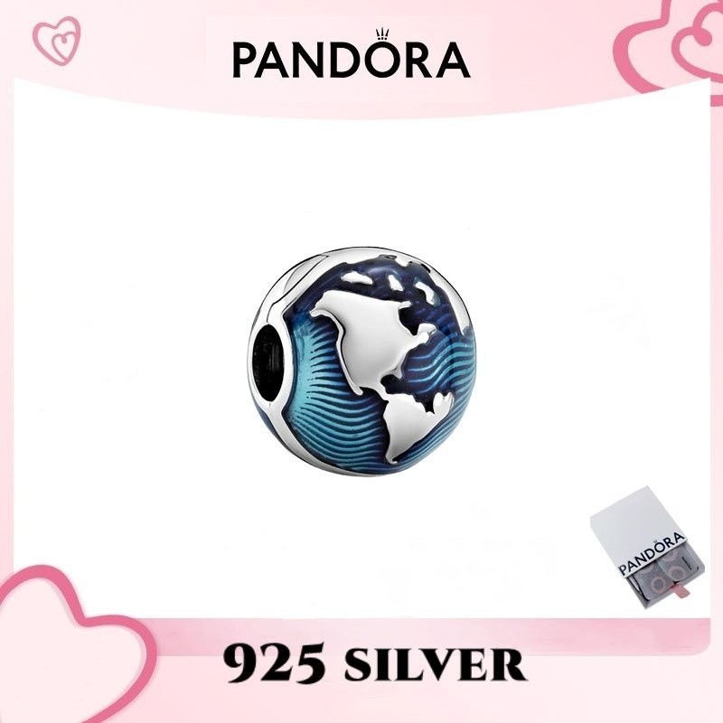 100% PANDORA S925 Bạc Trang Sức Vòng Tay Mặt Dây Chuyền Quả Cầu Xanh Kẹp Charm HP6A