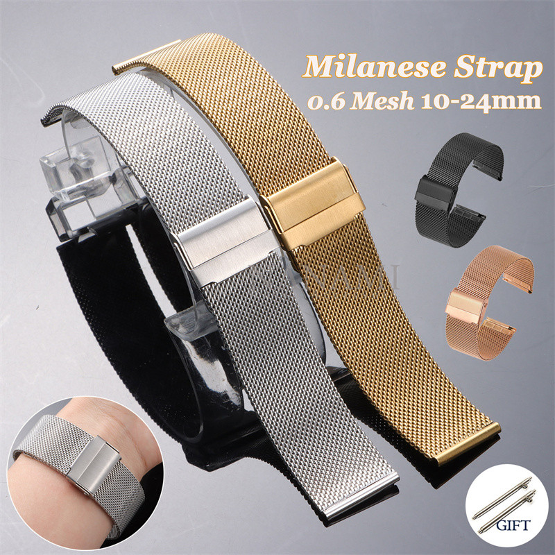Dây đeo đồng hồ bằng thép không gỉ Milanese 0,6mm 10-24mm Dây đeo đồng hồ vòng kim loại phát hành nh