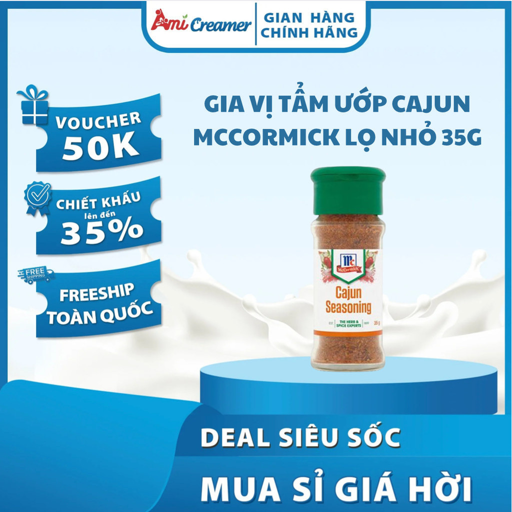 Gia Vị Tẩm Ướp Cajun Mccormick - Gia Vị Tẩm Ướp Hỗn Hợp Vị Cajun Mccormick Lọ 35g