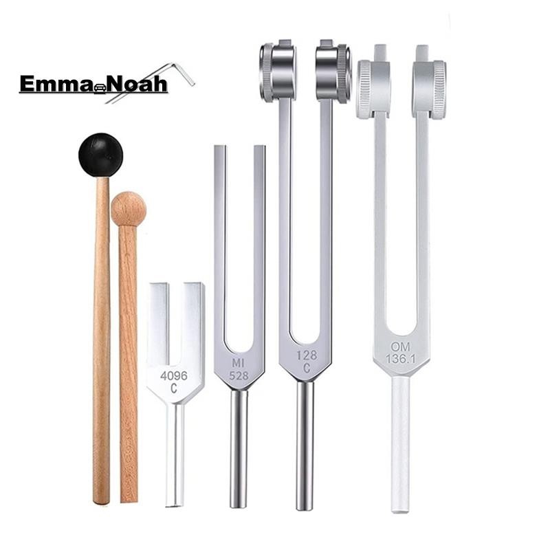 Bộ nĩa điều chỉnh 4 chiếc (128Hz, 136,1Hz, MI 528Hz, 4096Hz), để chữa bệnh Luân xa, Trị liệu âm than