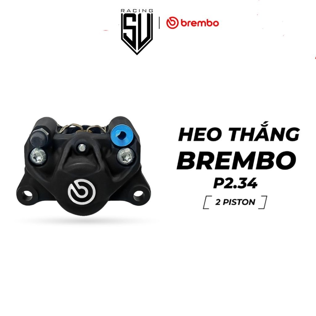 Heo thắng Brembo 2 Pis đối xứng - Đen Logo Bạc