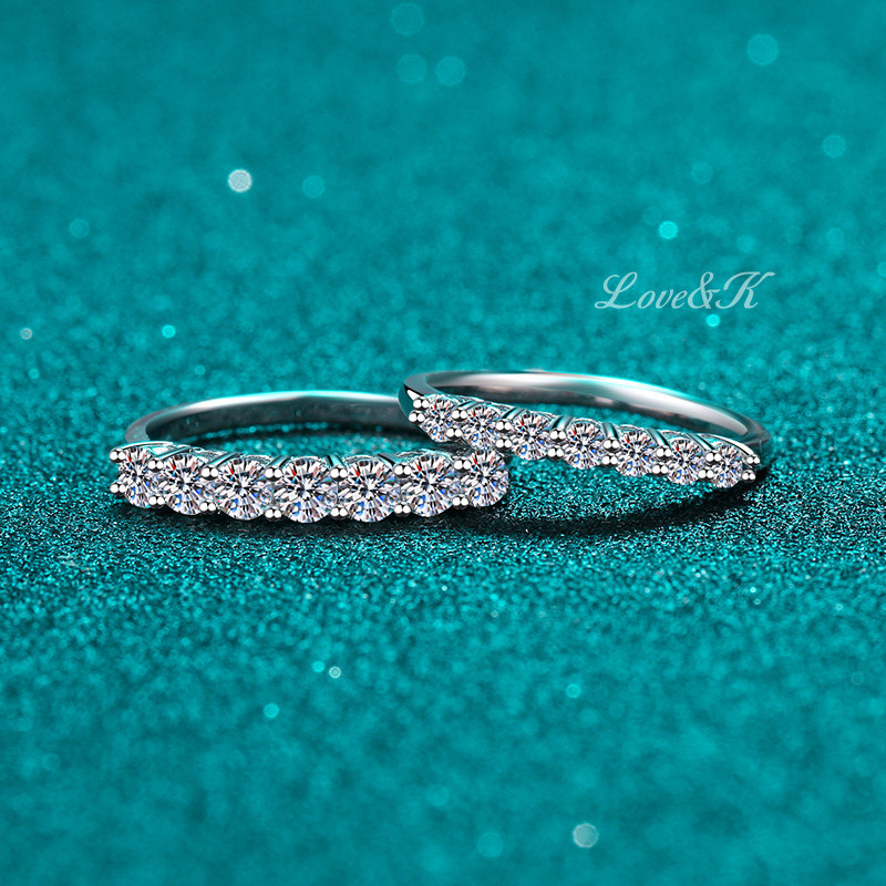 L&K [Moissanite] Nhẫn bạc S925, Nhẫn cụm moissanite cho phụ nữ, Nhẫn moissanite 70 carat, Nhẫn đuôi,