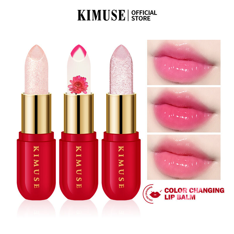 KIMUSE Thay Đổi Màu Son Dưỡng Môi Lâu Dài Chống Thấm Nước Dưỡng Ẩm Son Môi Trang Điểm 3 Màu