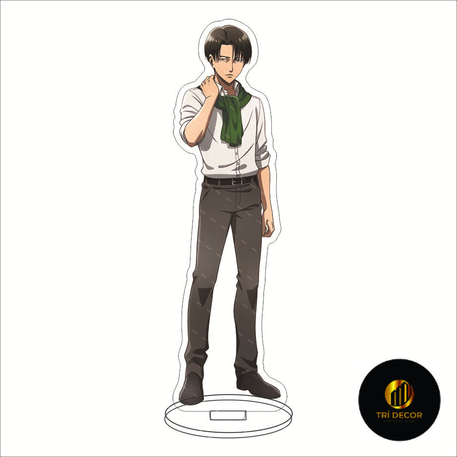 Móc Khoá, Mô Hình Standee Attack on Titan Acrylic Levi Mikasa Eren Trang Trí Bàn Học