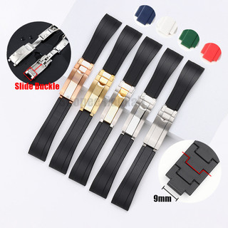 Dây đeo đồng hồ silicon cho dây đeo Rolex có khóa trượt trơn Vòng đeo tay lặn cao su mềm 20mm cho dây đeo cổ tay GMT Daytona Submariner