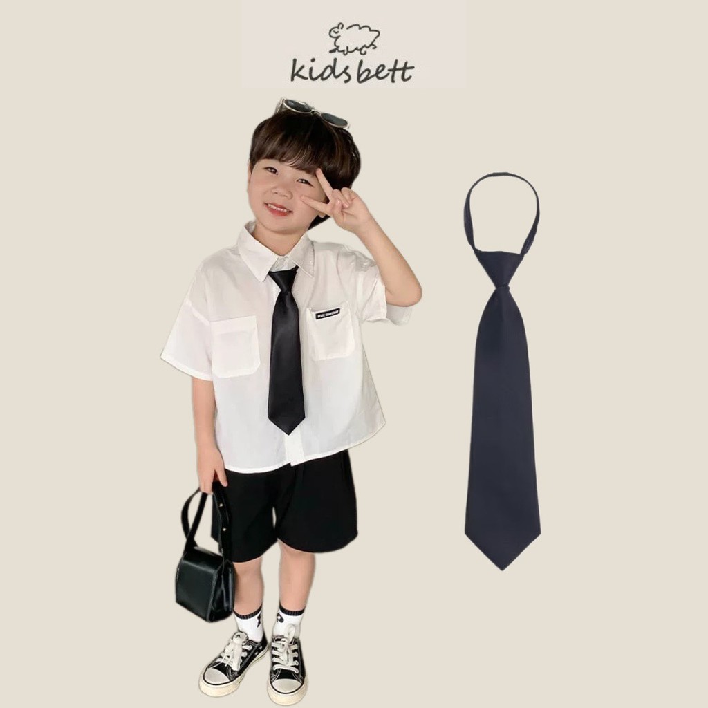 Cà vạt cho bé trai bé gái Kidsbett bản nhỏ caravat ngắn thắt sẵn - Cà vạt thắt sẵn