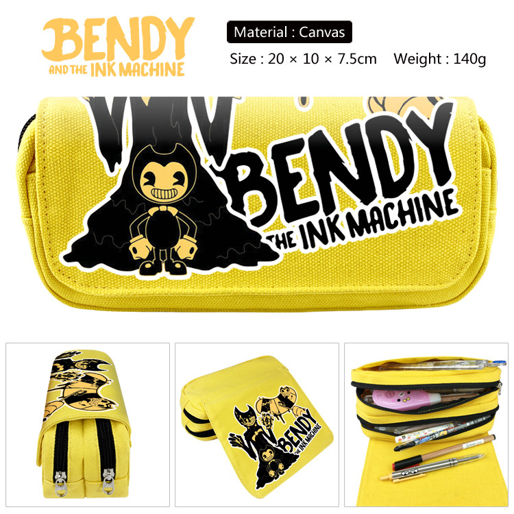 Bendy and the Ink Machine Game Thời Trang Đen Hoạt Hình Canvas Sinh Viên Văn Phòng Phẩm Hộp Đựng Quà