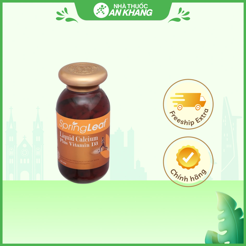 SpringLeaf Liquid Calcium Plus Vitamin D3 bổ sung canxi, vitamin D3 lọ 200 viên