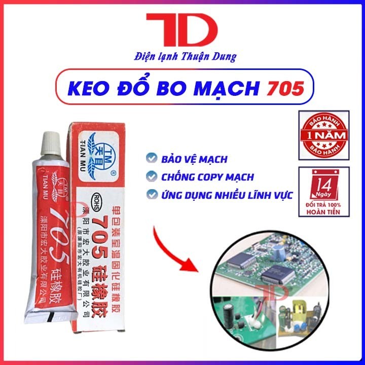 Keo đổ bo mạch 705 silicon hộp đỏ xanh, chống nước, cách điện, chịu nhiệt, bền bỉ, dễ sử dụng 02