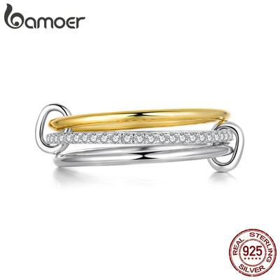 Nhẫn Bạc Bamoer 925 Ba Lớp Moissanite Trang Sức Thời Trang Quà Tặng Cho Nữ