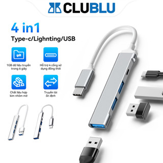 -CLUBLU- HUB Bộ Chia Cổng Chuyển Đổi USB3.0 to Type-C Lighting 4in1 cho PC MacBook Laptop Điện Thoại