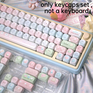 Pbt Keycap MOA Mousse Mood Keycap Macaron Tròn Dễ Thương Màu Bàn Phím Cơ Điều Chỉnh Keycap Thích Ứng Với 61 / 63 / 64 / 67 / 68 / 71 / 75 / 78 / 82 / 84 / 87 / 96 / 98 / 100 / 104 / 108