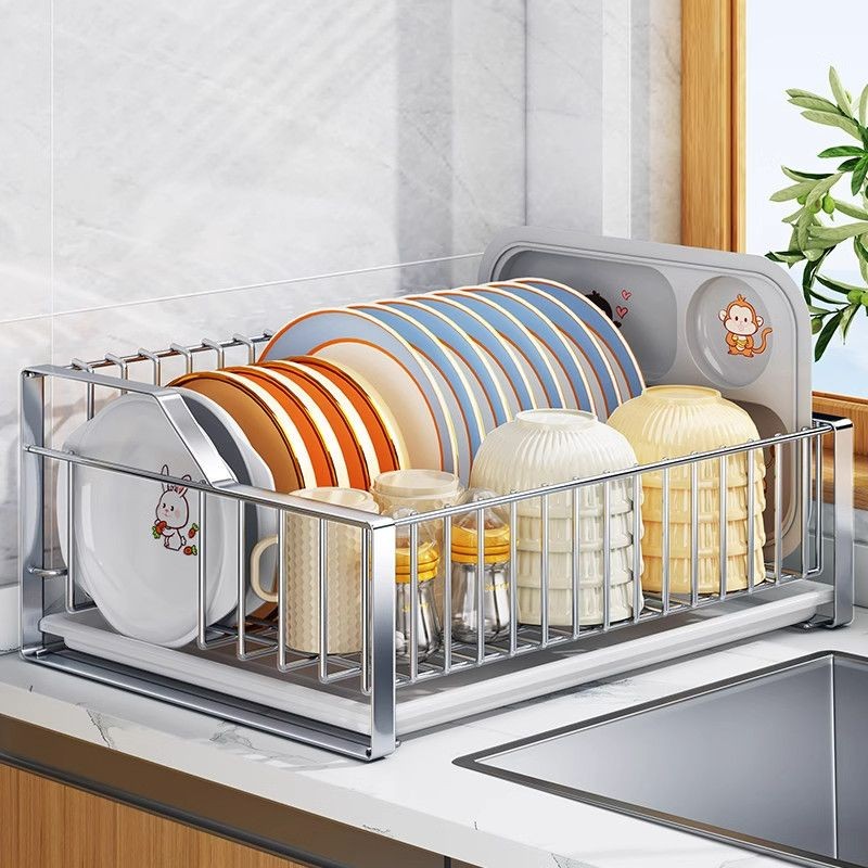 Giá đựng bát đĩa bằng thép không gỉ 304, Giá để bát đĩa, kệ bếp, kệ để ráo bát và đũa, Giá để bát đĩ