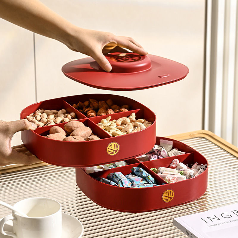 Preferred#Fruit Plate Household Living Room Coffee Table Candy Box Chinese Style Chinese Wedding Goo