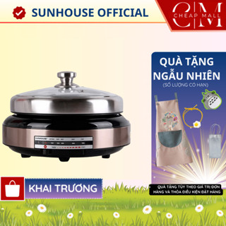Nồi lẩu điện Sunhouse 4 Lít 1300W, Tặng chảo nướng điện, chống dính đa năng SHD4526 - CHEAPMALL BEAR